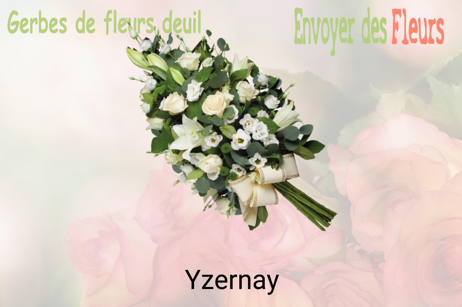 Gerbe de fleurs de deuil livrée à Yzernay